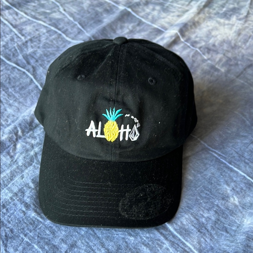 Volcom Black Aloha Pineapple Adjustable Baseball Hat